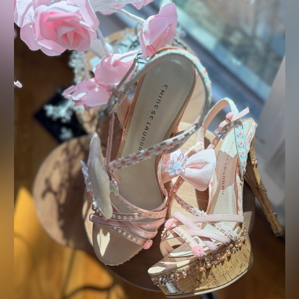 Custom HandAdorned OOAK Cork Platform Stilletto Women Runway Statement Heels 8.5 - Picture 15 of 16